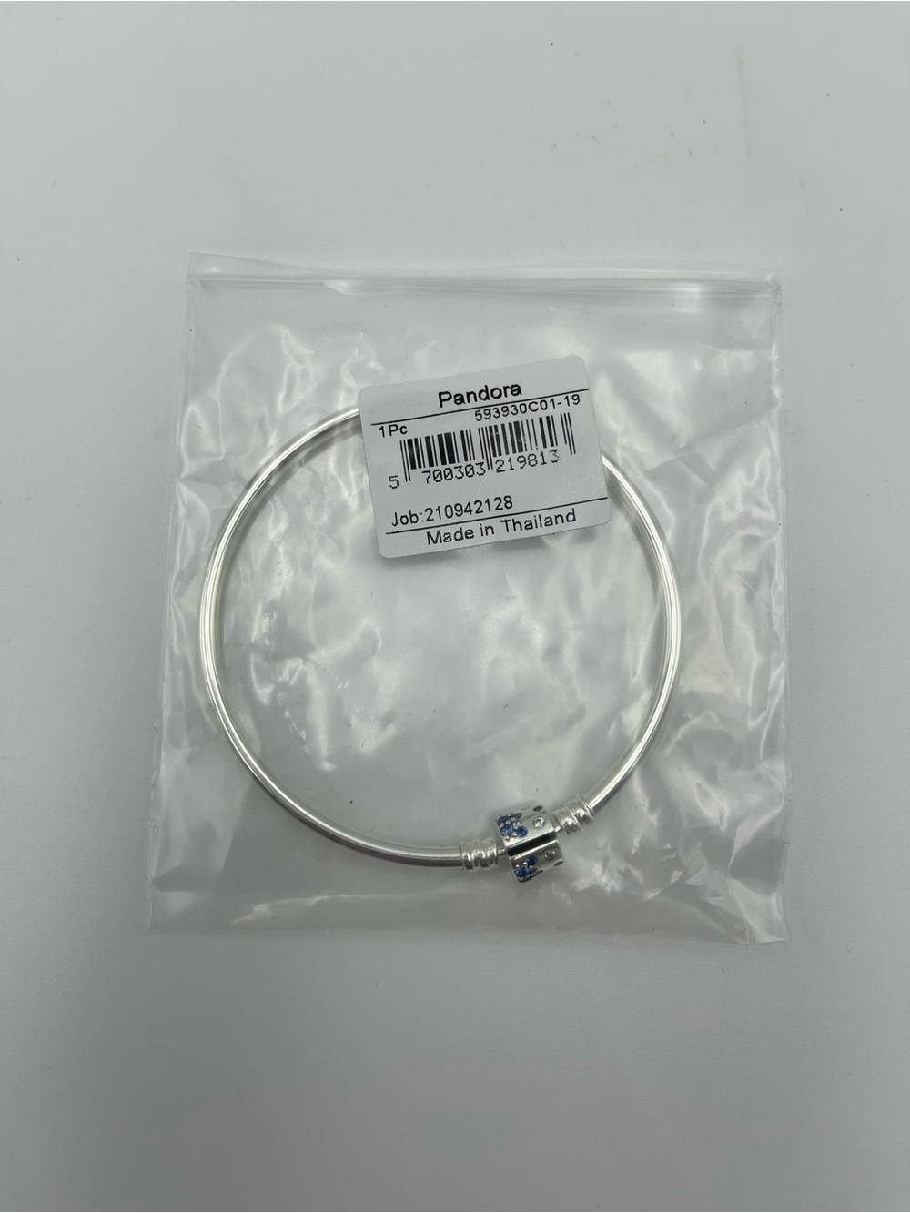 PANDORA 925 Blue Sparkle Barrel Clasp Charm Bangle  593930C01 BRAND NEW ‼️‼️